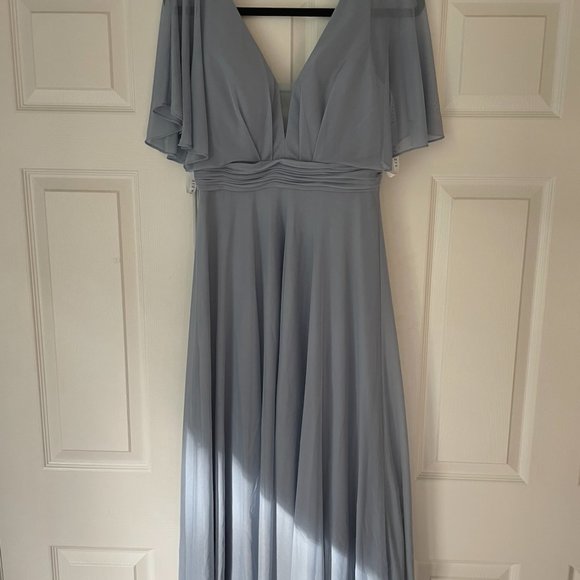 Azazie Tinsley Dress - Dusty Blue - Size 8 - Picture 2 of 4